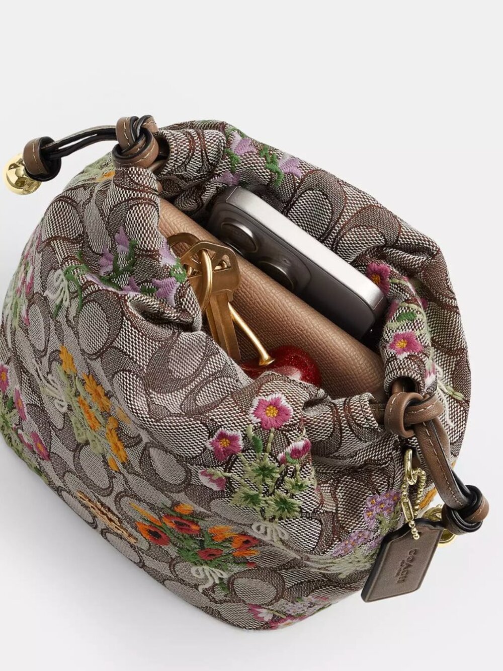 COACH CDZ94 Faye Mini Drawstring Bag Signature Jacquard Floral Embroidery NWT - Picture 14 of 16